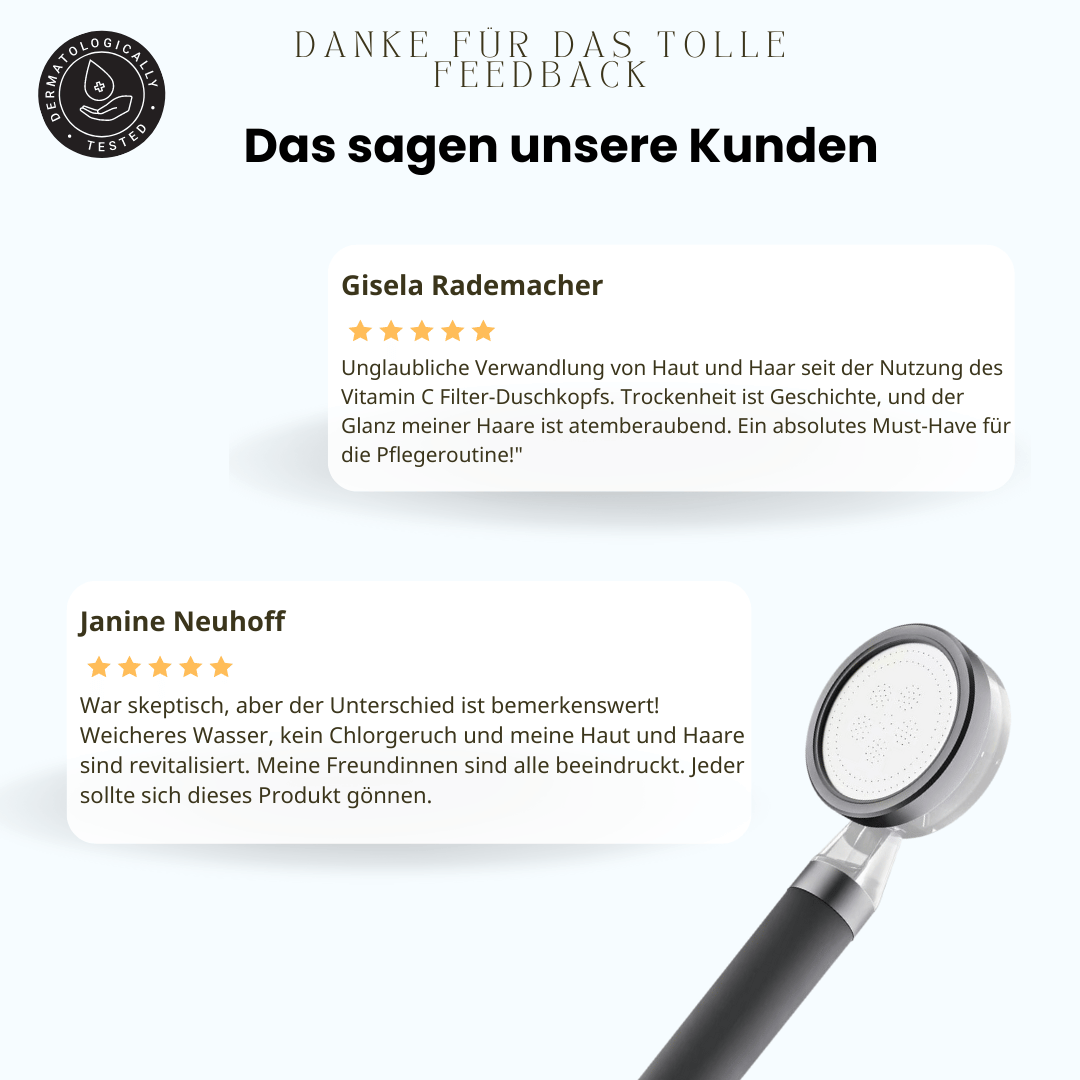 Elekshower Vitamin-C Duschkopf filtert Chlor & Kalk für weiches Duschwasser